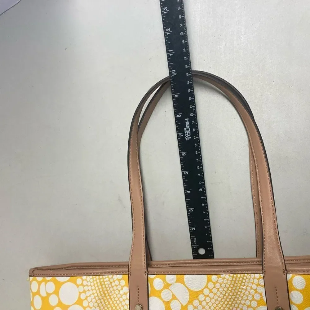 KATE LANDRY Women’s Tote Bag 12X6X13.5 Yellow & White‎